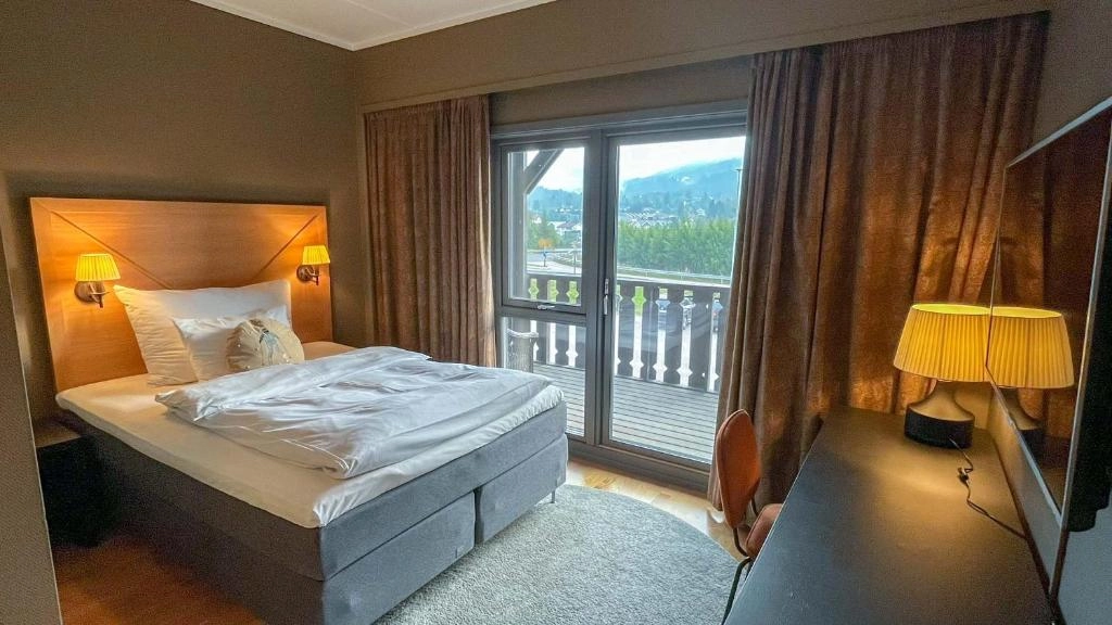 Hotel room with mountain view